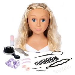 Smoby - Tete a coiffer blonde - Facile a coiffer - 19 accessoires réalistes -...