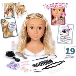 Smoby - Tete a coiffer blonde - Facile a coiffer - 19 accessoires réalistes -...