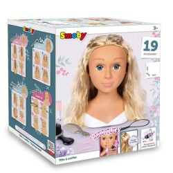 Smoby - Tete a coiffer blonde - Facile a coiffer - 19 accessoires réalistes -...