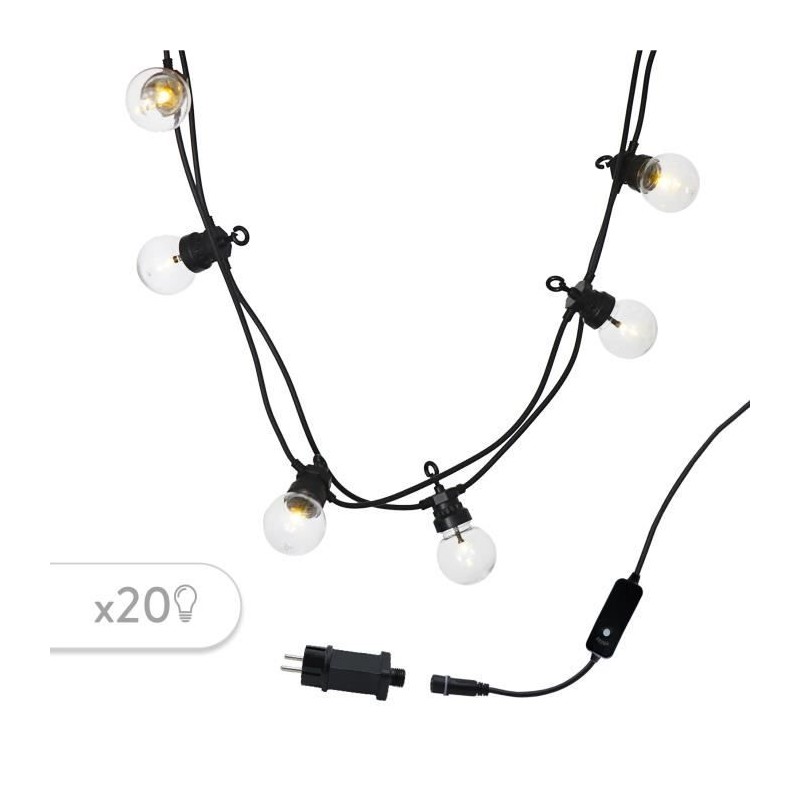 Guirlande lumineuse extérieure connectable Party Clear - LUMI JARDIN - 20 glo...