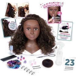 Smoby - Tete a coiffer cheveux afro - Facile a coiffer - 23 accessoires réali...