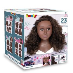 Smoby - Tete a coiffer cheveux afro - Facile a coiffer - 23 accessoires réali...
