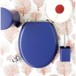 GELCO DESIGN Abattant WC Dolce - Charnieres inox - Bois moulé - Bleu marine