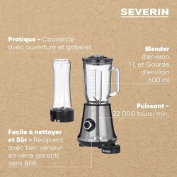 Blender 2 en 1 - SEVERIN - SM3737 -  Multi-mixeur et blender a smoothie 2 en ...