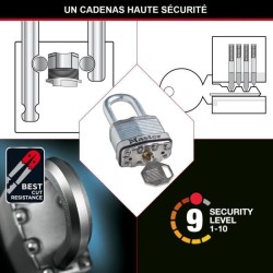Cadenas Haute Sécurité - MASTER LOCK - M115EURTRILF - A Clé - Acier Laminé Re...