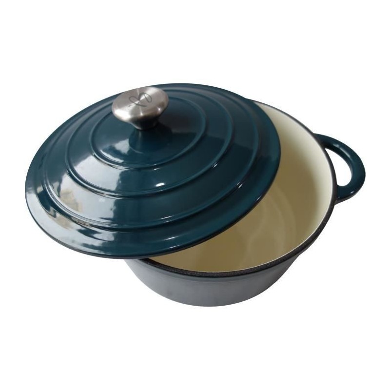 Cocotte BAUMALU24 cm - Forme ronde - Bleu vert
