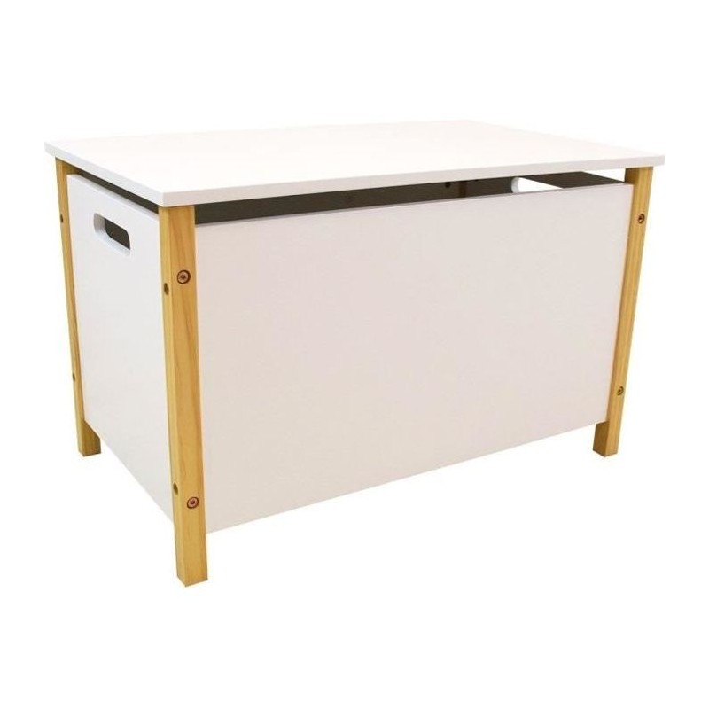 Coffre a jouets en bois SCANDIWOOD - FUN HOUSE - Blanc et beige - Pour enfant...