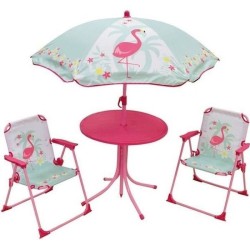 FUN HOUSE 713088 FLAMANT ROSE Salon de jardin avec une table, 2 chaises pliab...