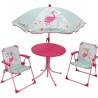 FUN HOUSE 713088 FLAMANT ROSE Salon de jardin avec une table, 2 chaises pliab...