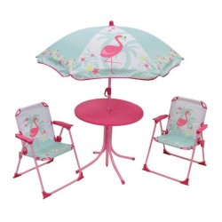FUN HOUSE 713088 FLAMANT ROSE Salon de jardin avec une table, 2 chaises pliab...