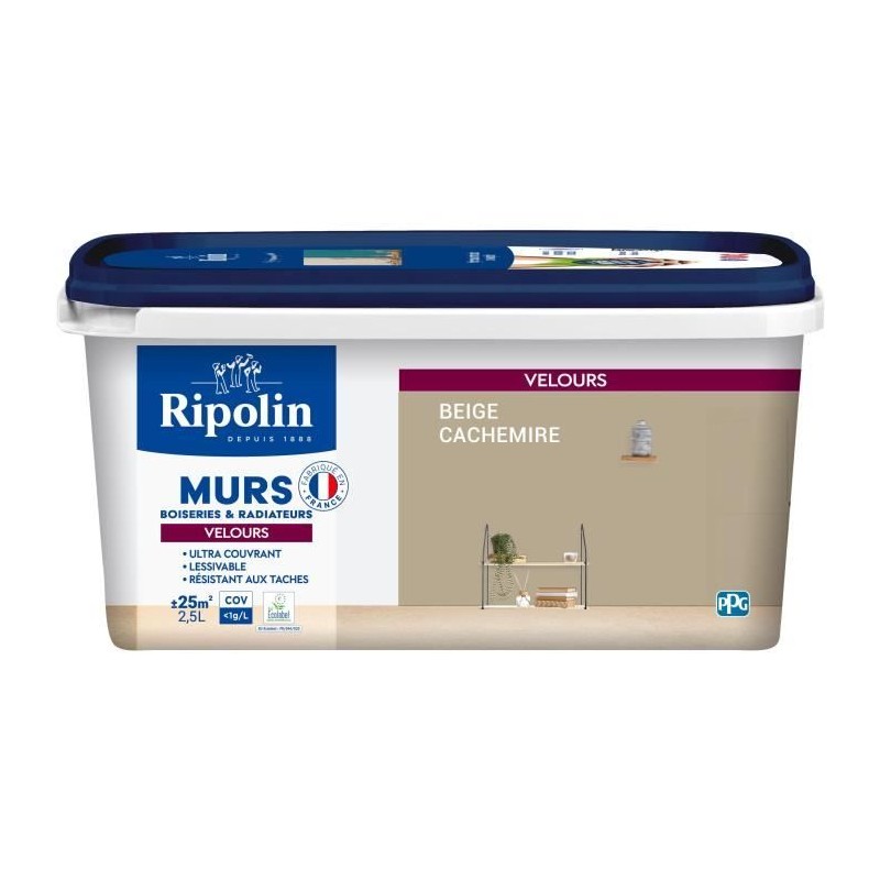 Peinture deco murs, boiseries & radiateurs - RIPOLIN - 468811 - Beige cachemi...