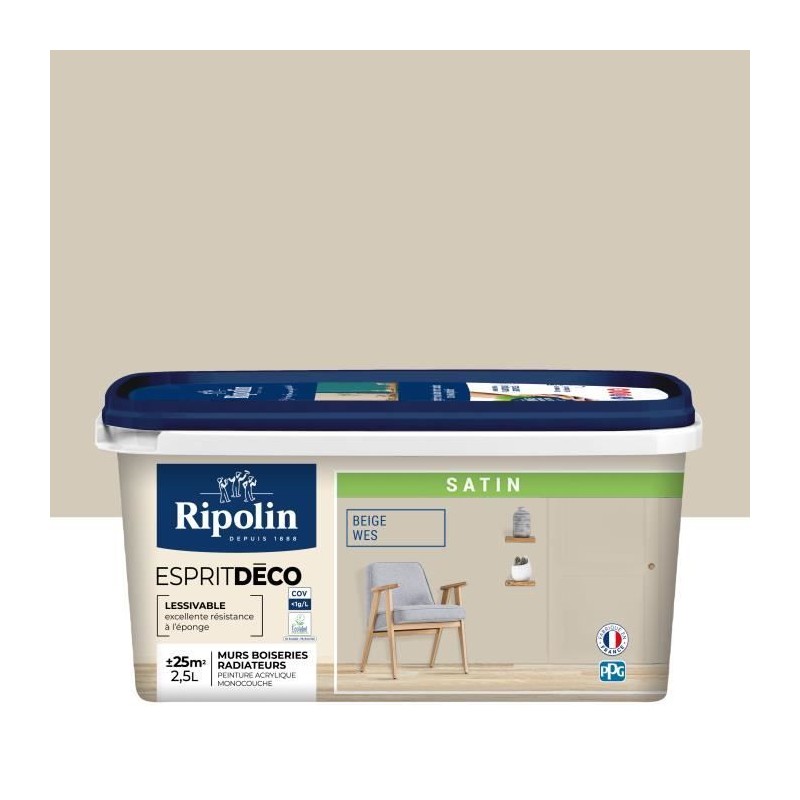 Peinture esprit deco multi-supports - RIPOLIN - 434162 - Beige wes - Satin - ...