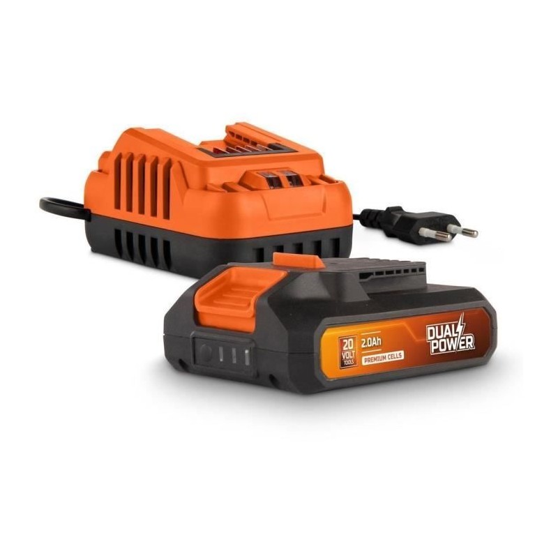 Batterie et Chargeur - Dual Power - POWDP90620 - Batterie 2,0Ah de 20V et cha...