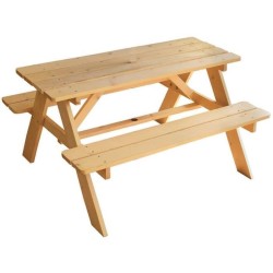 Mobilier de jardin - FUN HOUSE - Table pique-nique en bois H.53 x L.95 x P.10...