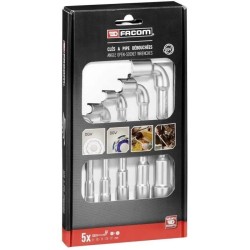 Coffret de 5 clés a pipe débouchées FACOM - 76.J5PB - 12 pans x 6 pans - Ouve...