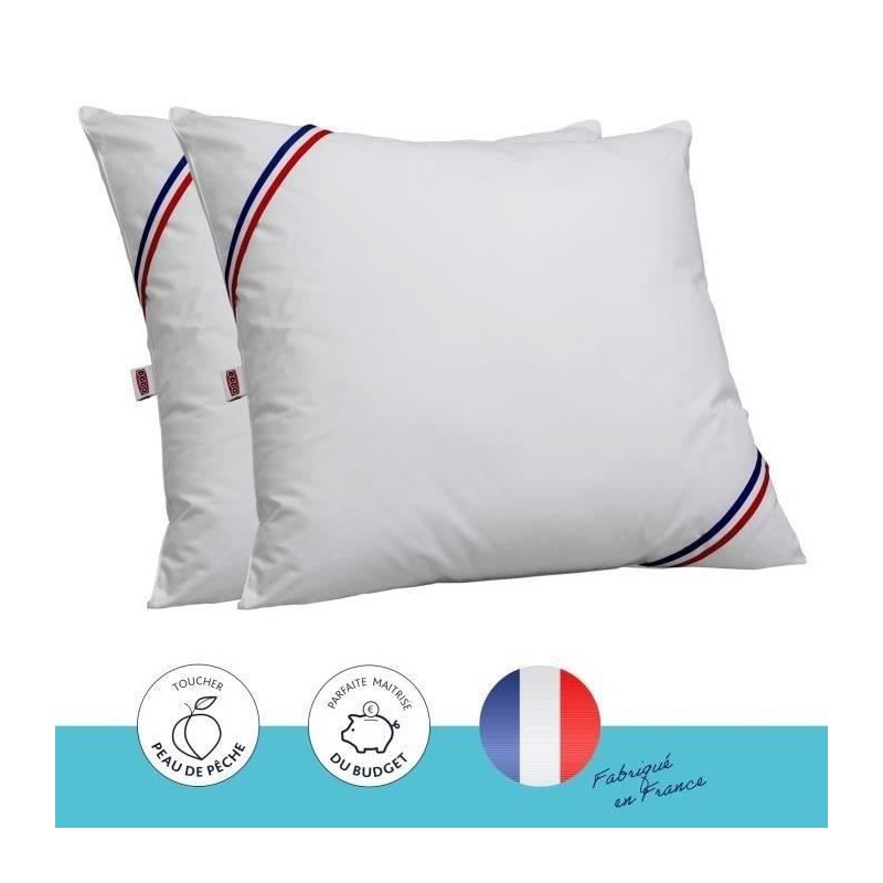 DODO Lot de 2 oreillers Tendance - 60 x 60 cm - Garnissage 100% Polyester fib...