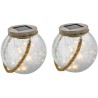 Lot de 2 boules solaires - LUMISKY - CRACK BALL CORD - H13 cm - Verre craquel...