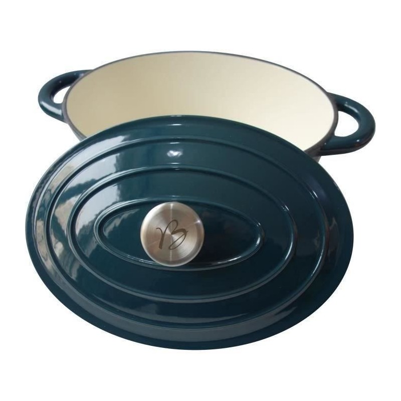 Cocotte BAUMALU 30 cm - Forme ovale - Bleu vert