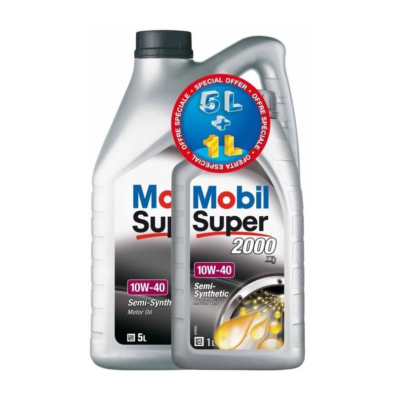 Huile moteur 10W40 semi-synthétique - MOBIL - Super 2000 - OFFRE SPECIALE :  ...