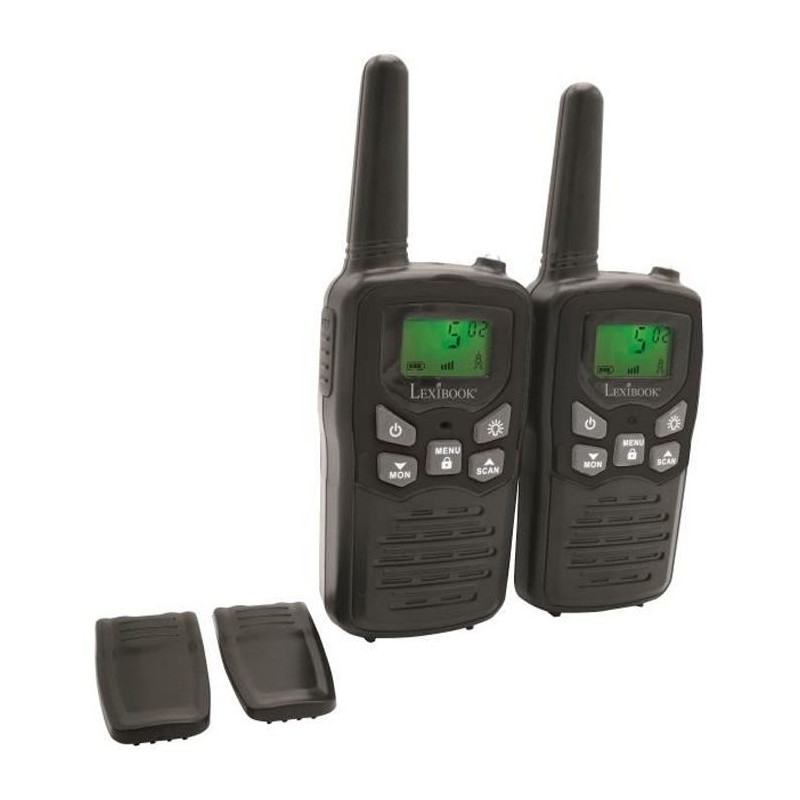 Talkie-Walkies LEXIBOOK noirs - Portée 8 km - Fonction Moniteur - Lampe de po...
