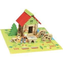Jeu de construction en bois - JEUJURA - La Maison du Comte - 50 pieces - Roug...