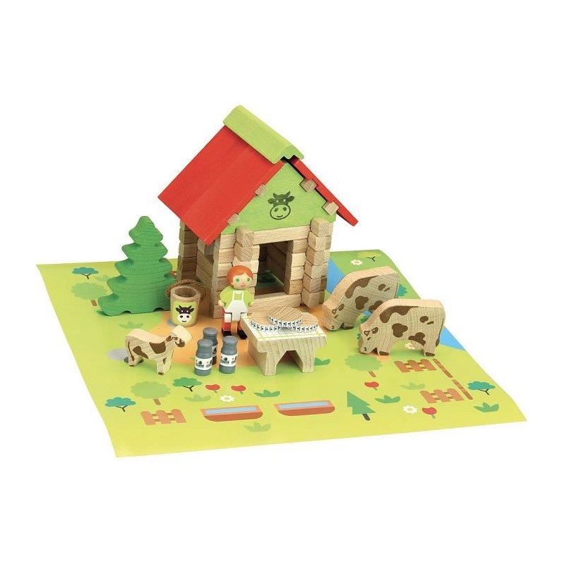Jeu de construction en bois - JEUJURA - La Maison du Comte - 50 pieces - Roug...