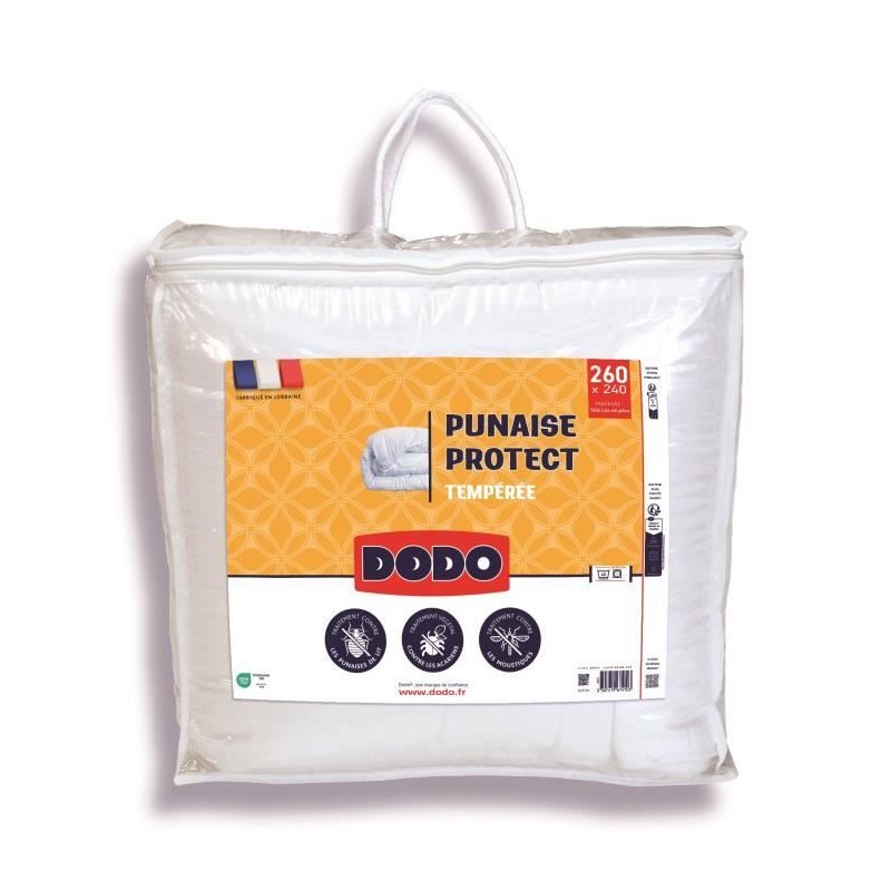 DODO Couette tempérée 300gr/m² 240x260 cm - Protection anti punaise, anti aca...