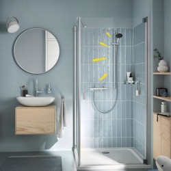 Ensemble de douche avec pommeau 1 jet, barre 90cm et flexible - GROHE Vitalio...