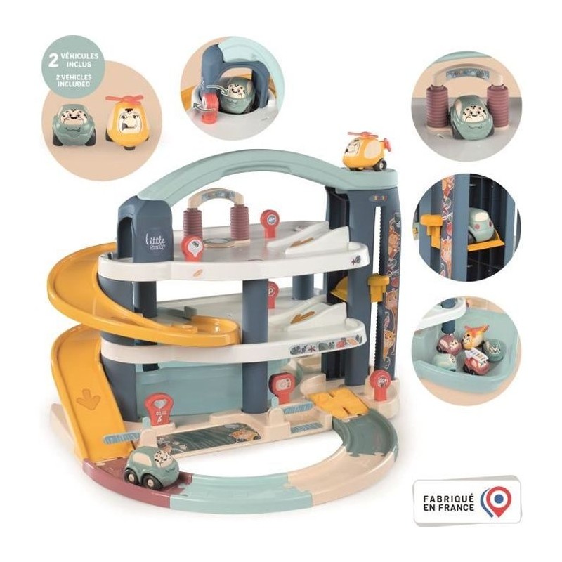SMOBY - Garage 1er âge - Little Smoby - 3 niveaux - Accessoires inclus : 1 vo...