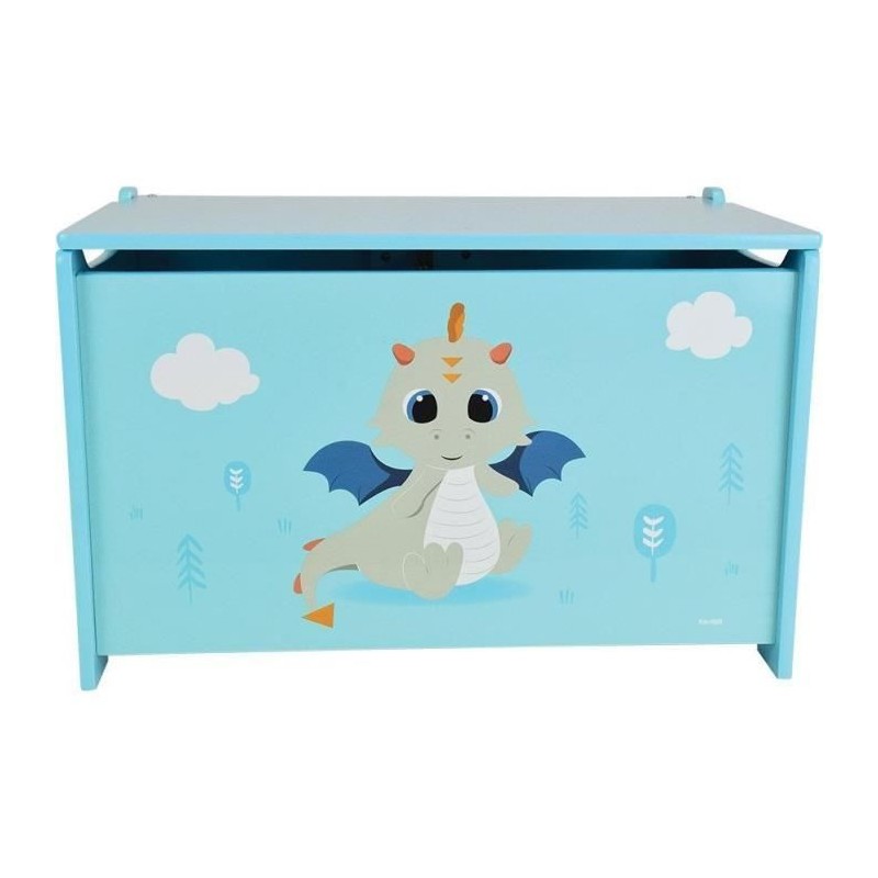 Coffre a jouets en bois LEON LE DRAGON - FUN HOUSE - ± 40 x 58 x 36 cm - Bleu