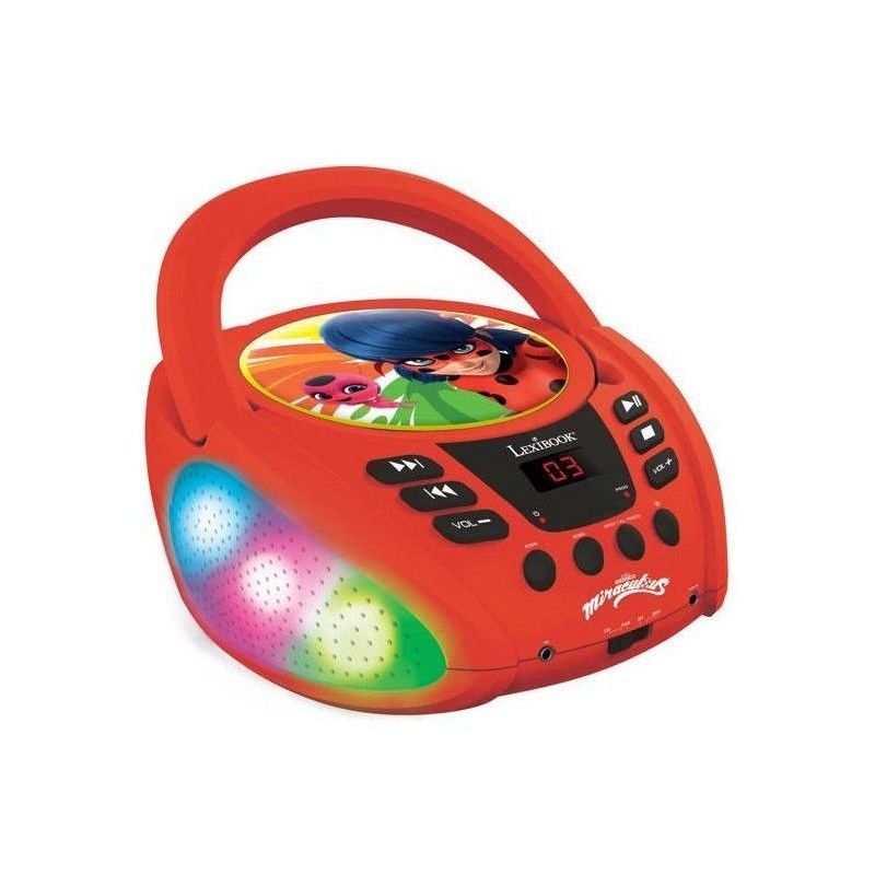 Lecteur CD Bluetooth lumineux Miraculous - LEXIBOOK - MIRACULOUS - CD/CD-R/CD...