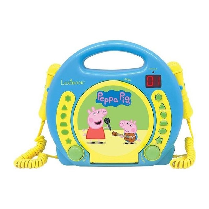 Lecteur CD Karaoké Peppa Pig avec 2 microphones - LEXIBOOK