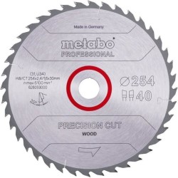 Lame de scie circulaire Pro - METABO - Precision Cut Wood HW/CT 254x30, 40 WZ...