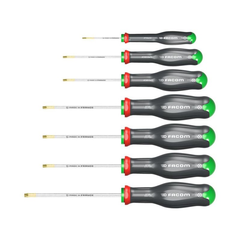 Jeu de 7 tournevis PROTWIST - FACOM - ATXR.J7PB - Torx et Resistorx
