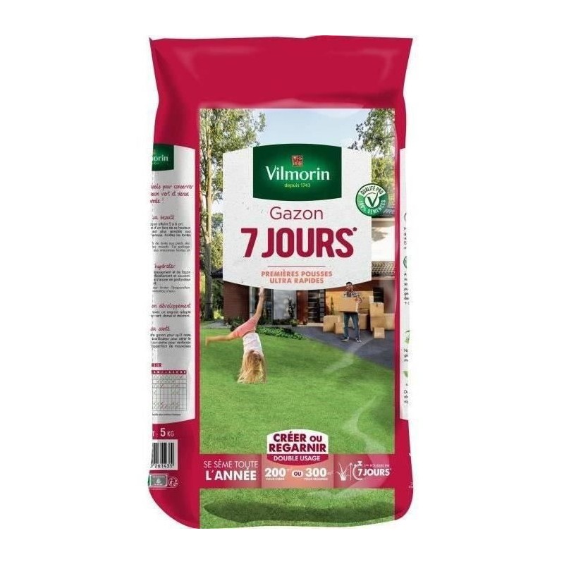 VILMORIN Semences de gazon 7 jours - 5 kg