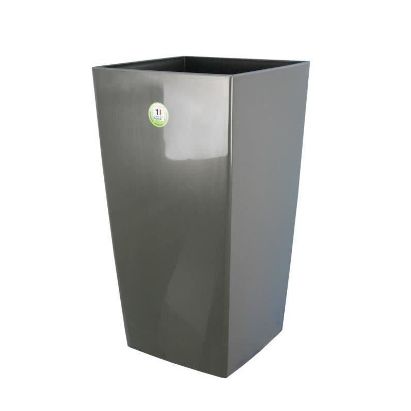 Pot de fleurs - RIVIERA - Nuance - Carré - 38 x 38 x H 69 cm - Gris pailleté