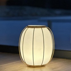Lampe de table sans fil - LUMISKY - TULUM - H27 cm - Poignée en métal - Doré ...