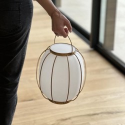 Lampe de table sans fil - LUMISKY - TULUM - H27 cm - Poignée en métal - Doré ...