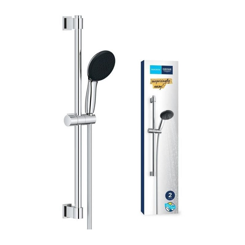 Ensemble de douche avec pommeau 2 jets, barre 60cm et flexible - GROHE Vitali...