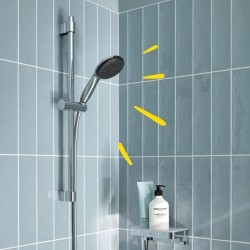 Ensemble de douche avec pommeau 2 jets, barre 60cm et flexible - GROHE Vitali...
