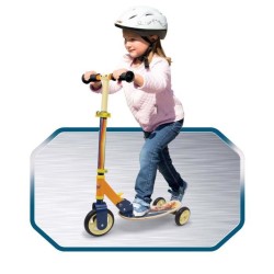 Smoby - Cars - Patinette pliable - 3 roues silencieuses - Plateau bois - Jaun...