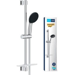 Ensemble de douche avec pommeau 2 jets, barre 60cm, flexible et tablette- GRO...