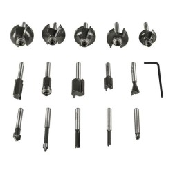 RYOBI - Coffret 15 fraises panachées queue diam. 6 mm + clé pour défonceuses ...