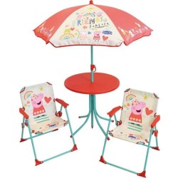 FUN HOUSE Peppa Pig Salon de jardin - 1 table H.46xø46cm, 2 chaises H.53xl.38...
