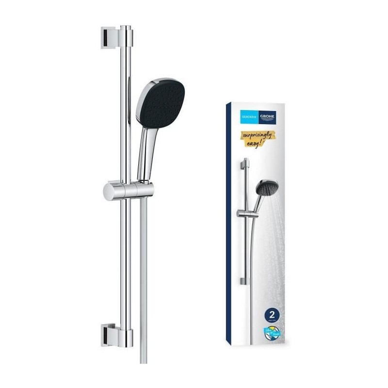 Ensemble de douche avec pommeau 2 jets, barre et flexible - GROHE Vitalio Com...