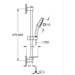 Ensemble de douche avec pommeau 2 jets, barre, flexible et tablette - GROHE V...