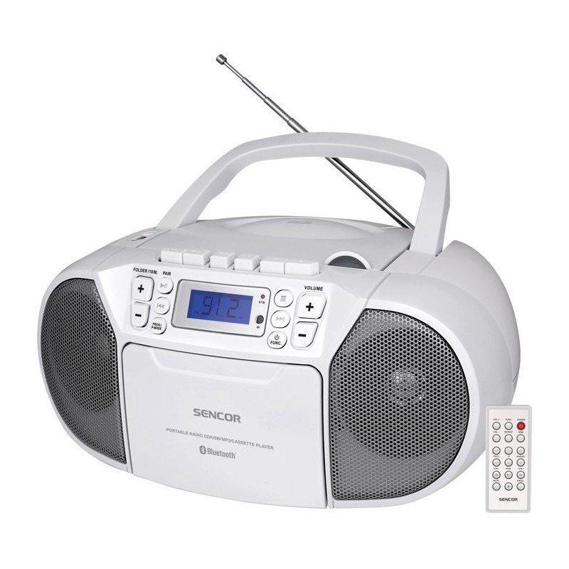 Lecteur CD / Casettes - SENCOR - SPT 3907 W - 4 W - Bluetooth - Blanc
