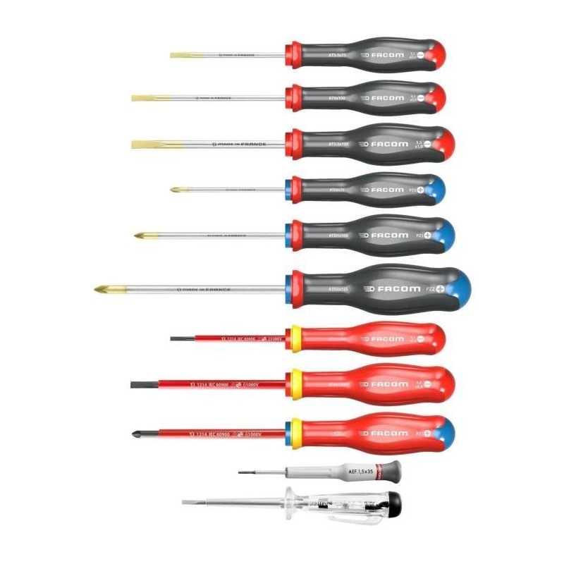 Jeu de 11 tournevis PROTWIST - FACOM - AT.11PB
