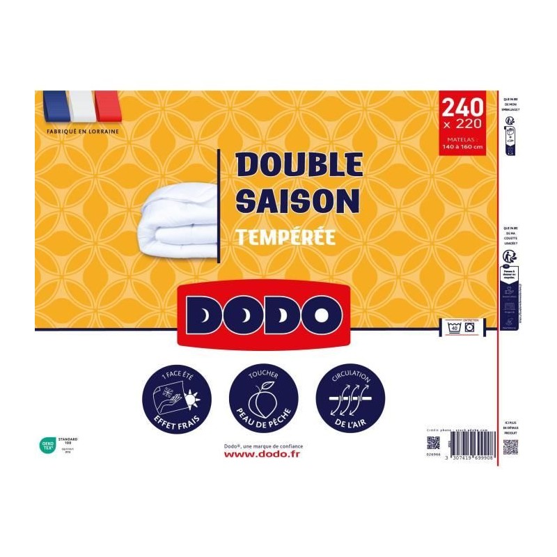DODO - Couette double saisons - 220 x 240 cm - 300 g/m² - Volupt'air