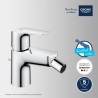 Mitigeur monocommande Bidet GROHE Start Edge - Tirette de vidage - Mousseur é...